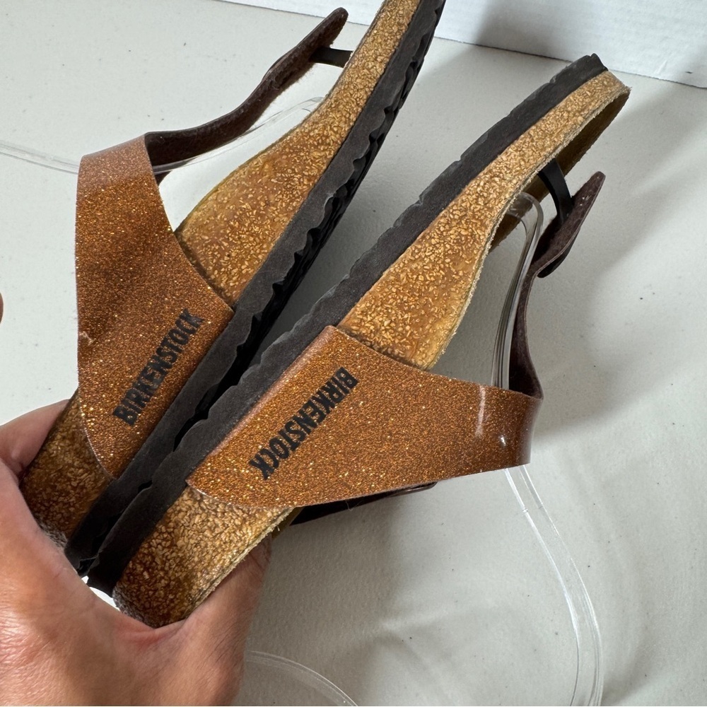 Birkenstock Gizeh Brown Comfort Summer Glitter Leather Sandals  Size 40 - Picture 9 of 15